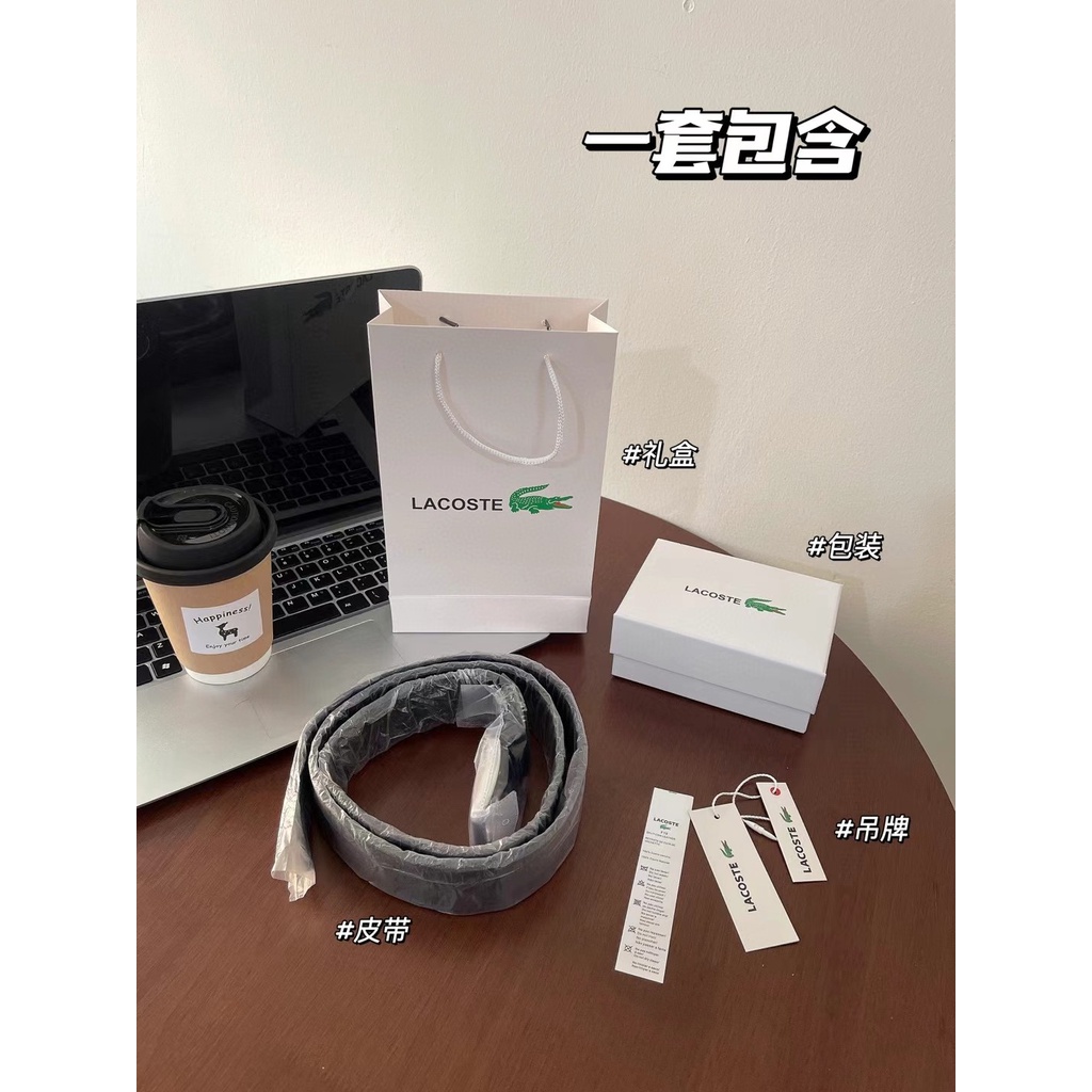 Lacoste thắt lưng nam da thật sang trọng dây đeo thắt lưng quần jean ghim khóa thắt lưng hộp quà