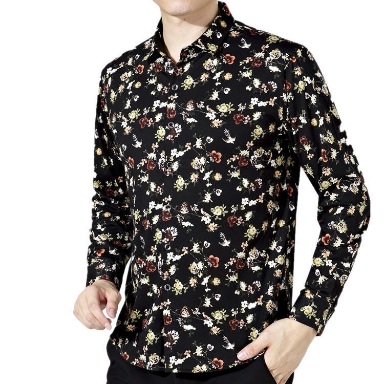 Áo Sơ Mi Nam Dài Tay In Họa Tiết Thời Trang