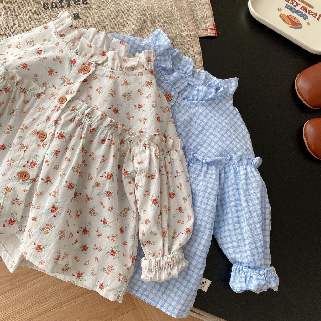 Áo Sơ Mi Tay Dài Họa Tiết Hoa Phong Cách Hàn Quốc Thời Trang Mùa Thu Cho Nữ