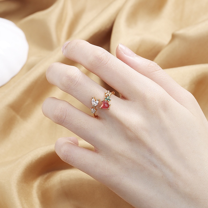 Nhẫn Hở Hình Trái Tim Đính Đá Zircon Thời Trang Cho Nữ