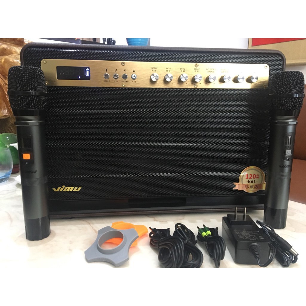 Loa Bluetooth karaoke Vimu/W-King K6L công suất 120w 2 míc đi kèm/W-king k6S/K6 Plus