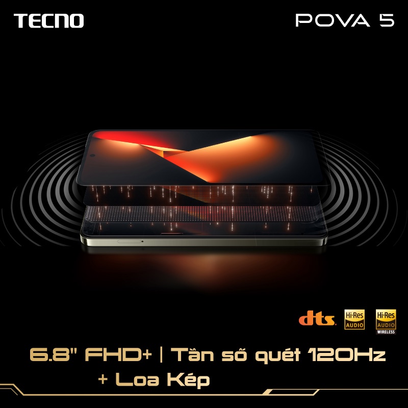 Điện thoại Tecno POVA 5 (8+8)/128GB - MediaTek G99-Sạc nhanh 45W-6.8'' FHD+120HZ