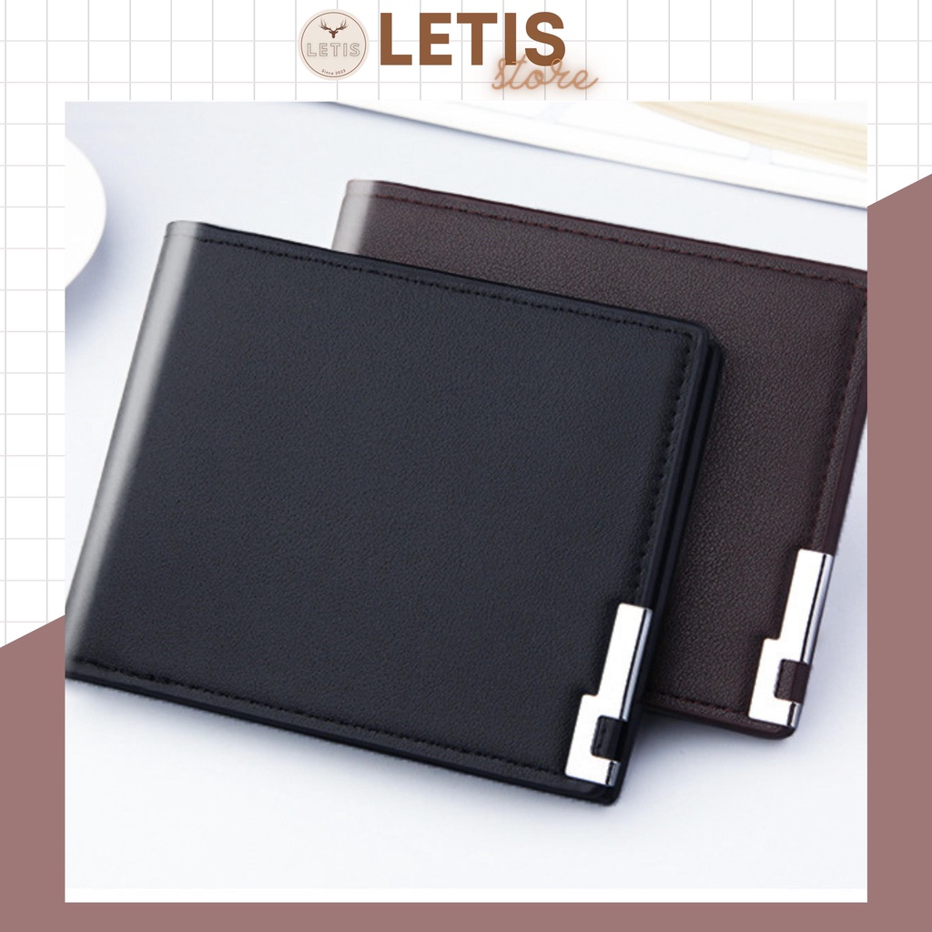 Ví da nam nữ dáng ngang LETIS VI15, bóp tiền thẻ nhỏ gọn tiện dụng màu cơ bản đơn giản chất liệu bền bỉ