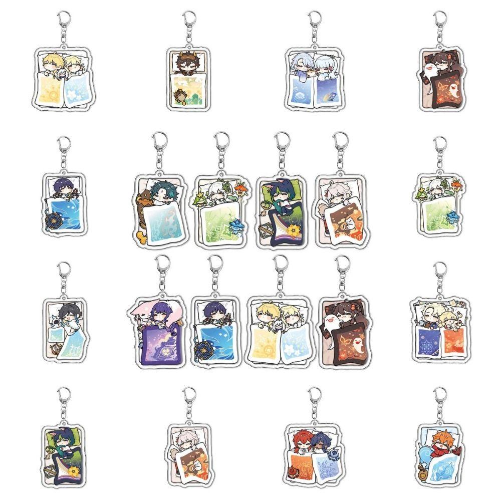 Mmluck Genshin Va Chạm Móc Khóa Bằng Acrylic Họa Tiết Hoạt Hình Anime Genshin Va Chạm Trang Trí Túi Xách Đi Học