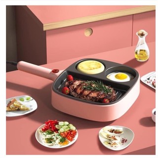 Chảo chống dính mini,chảo điện 3 ngăn chống dính,chảo vân đá ốp la trứng,