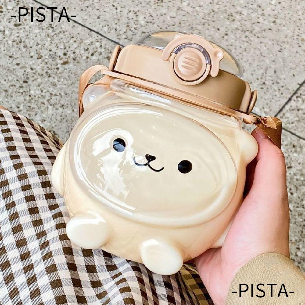 Bình Nước PISTA 1000ml Kèm Ống Hút Thiết Kế Dễ Thương Tiện Dụng