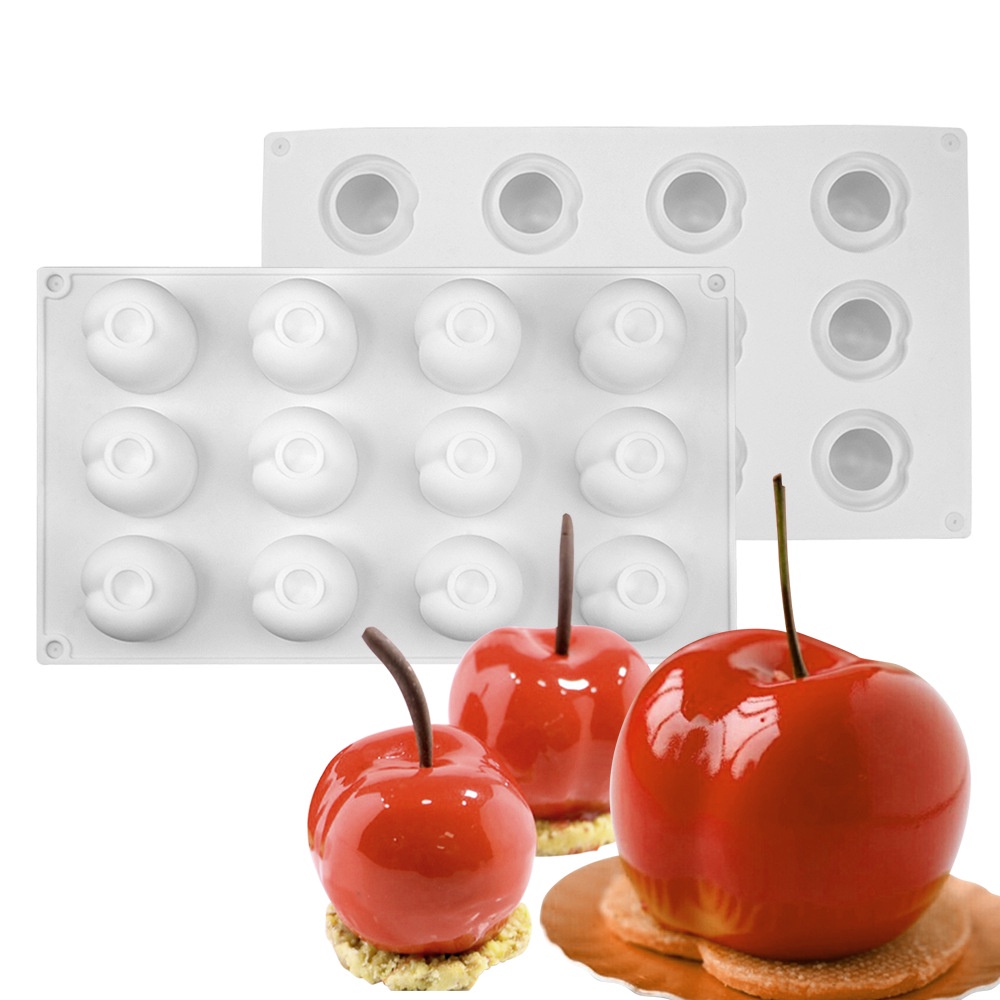 Khuôn Silicone 12 Ngăn Làm Bánh Hình Trái Cherry Xinh Xắn