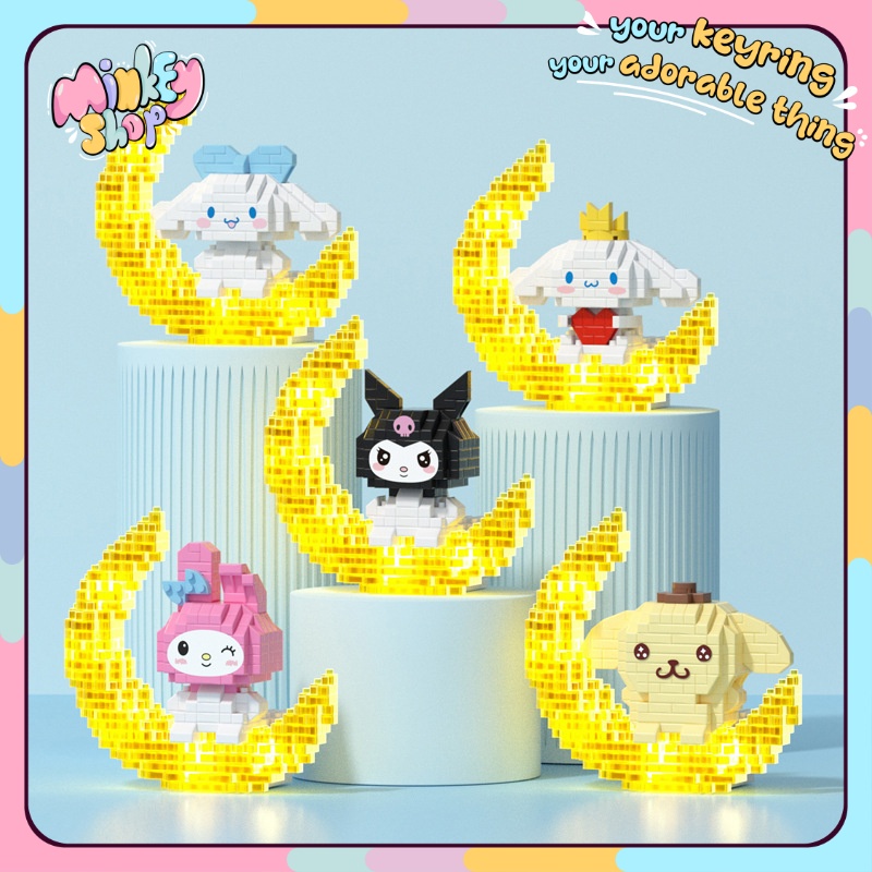 Mô hình lắp ráp đèn sáng Kurobo,Melody,Kitty cute xếp hình nhân vật hoạt hình đáng yêu cho bé từ 14 tuổi -Minkey