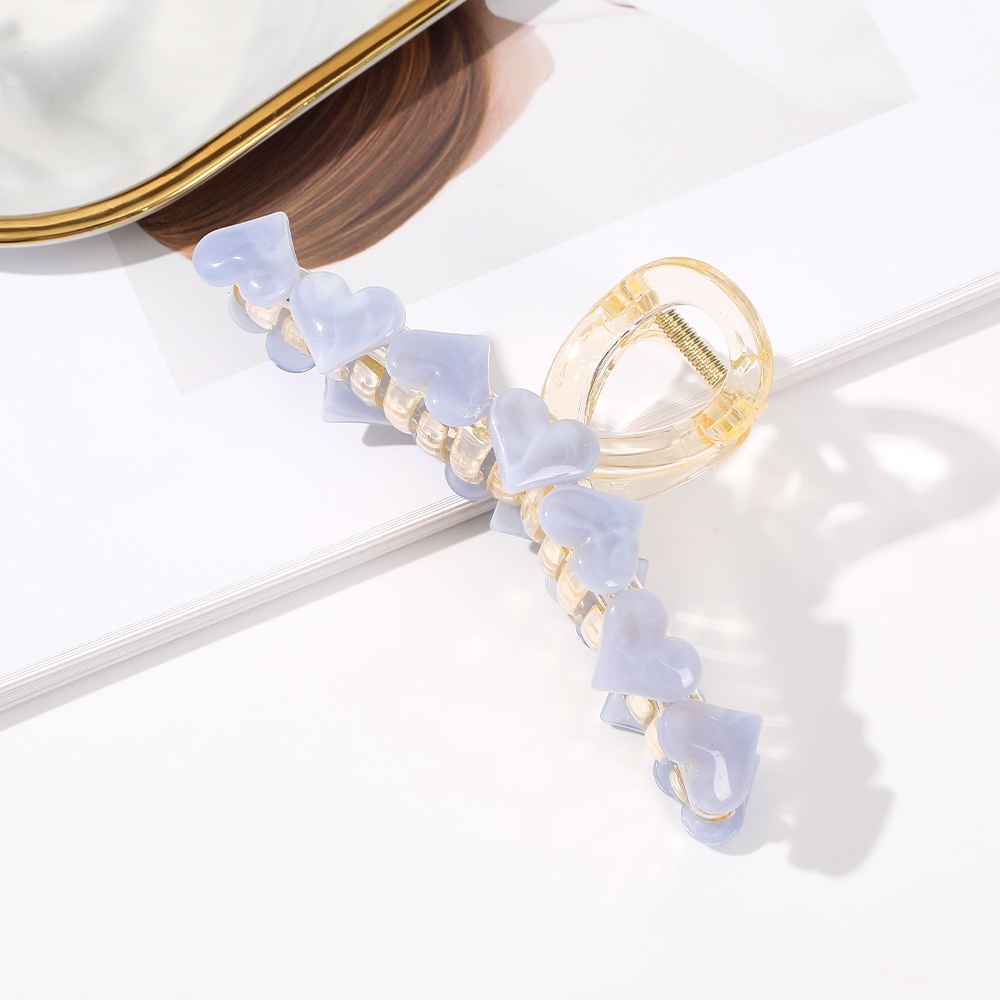 Haimeikang Kẹp Tóc Màu Thạch Acrylic Hình Trái Tim Ngọt Ngào Cho Nữ