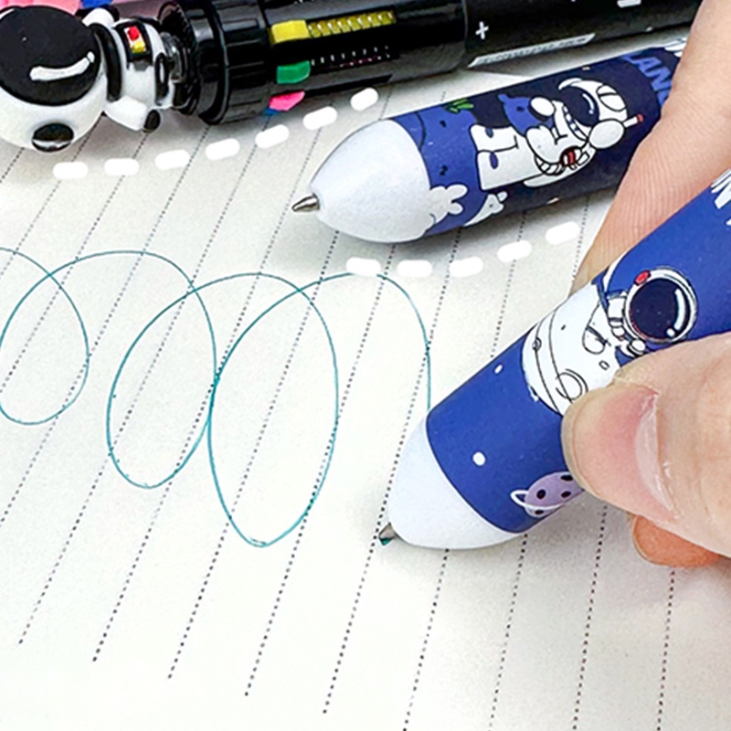 10 màu sắc 0,5mm phim hoạt hình phi hành gia dòng bút bi có thể thu vào bút bi cầm tay đầy màu sắc