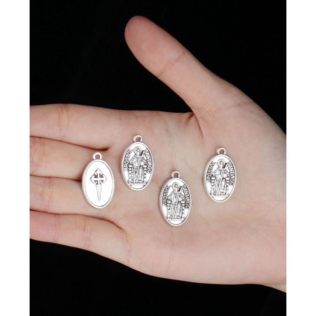 Bộ 5 Mặt Vòng cổ Hình Chữ Thập Nhỏ Nhắn Phong Cách James Santiago Apostles Medal Dùng Làm Trang Sức DIY