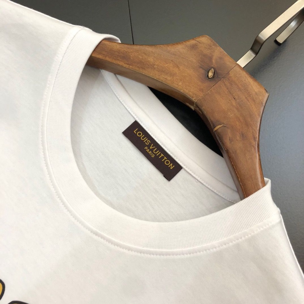 L Áo Thun cotton Trơn Tay Ngắn Cổ Tròn In Chữ Thời Trang Mùa Hè Cho Cặp Đôi