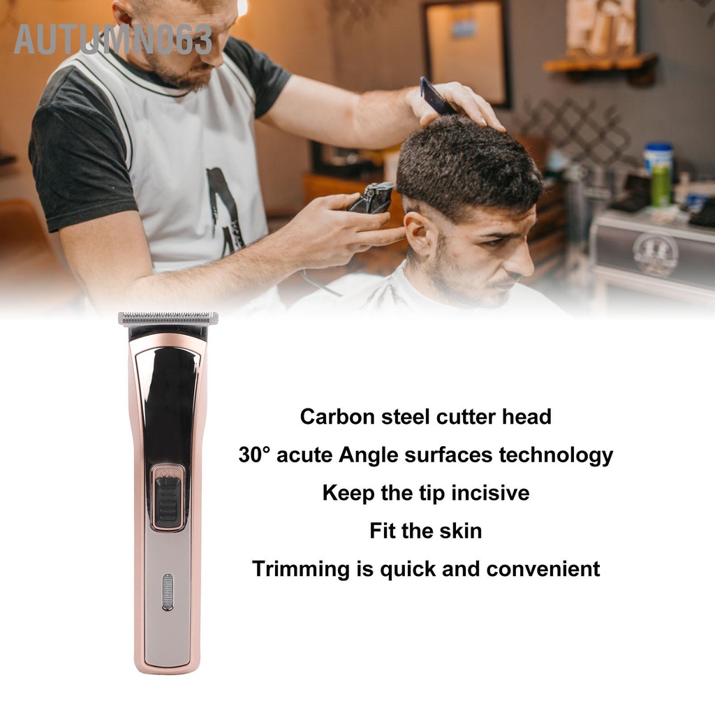 Autumn063 Tông đơ cắt tóc chạy điện chải có thể sạc lại USB với 3 lược hướng dẫn Phích cắm EU 220‑240V