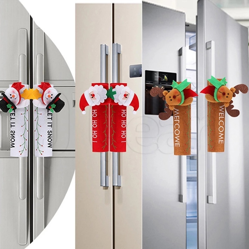 Vỏ Bọc Tay Nắm Cửa Tủ Lạnh / Lò Vi Sóng In Hình Ông Già Noel Trang Trí Giáng Sinh
