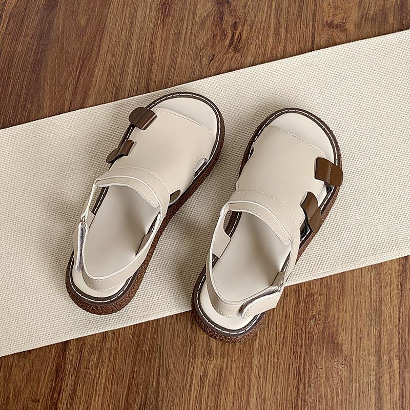 Giày Sandal Đế Dày Mũi Tròn Phong Cách Roman Thời Trang Mùa Hè Cho Nữ