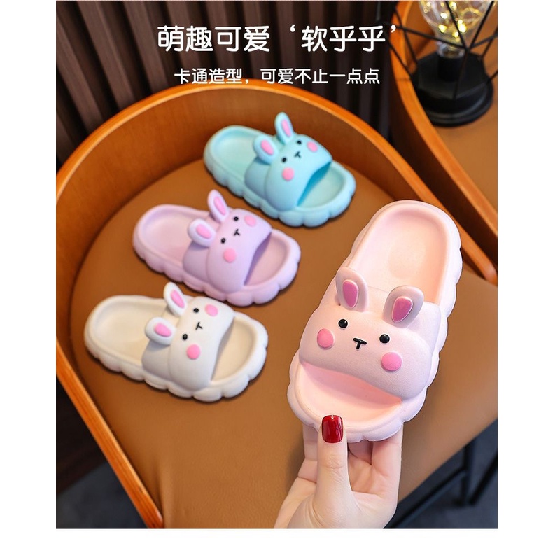 Dép Đi Trong Nhà Tắm Đế Mềm Thoải Mái Hình Thỏ Hoạt Hình Mùa Hè Cho Trẻ Em