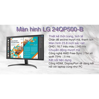 MÀN HÌNH LG 24QP500-B (23.8INCH/QHD/IPS/75HZ/5MS)