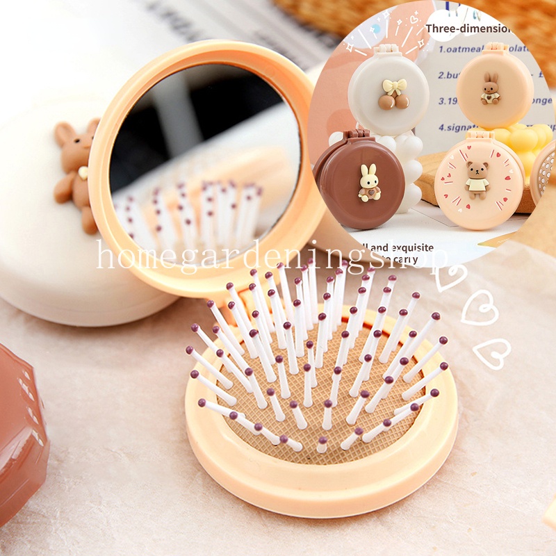Lược Chải Tóc Mini Kèm Gương Dạng Gập Hình Hoạt Hình Dễ Thương Có Thể Gập Lại Cho Học Sinh Nữ