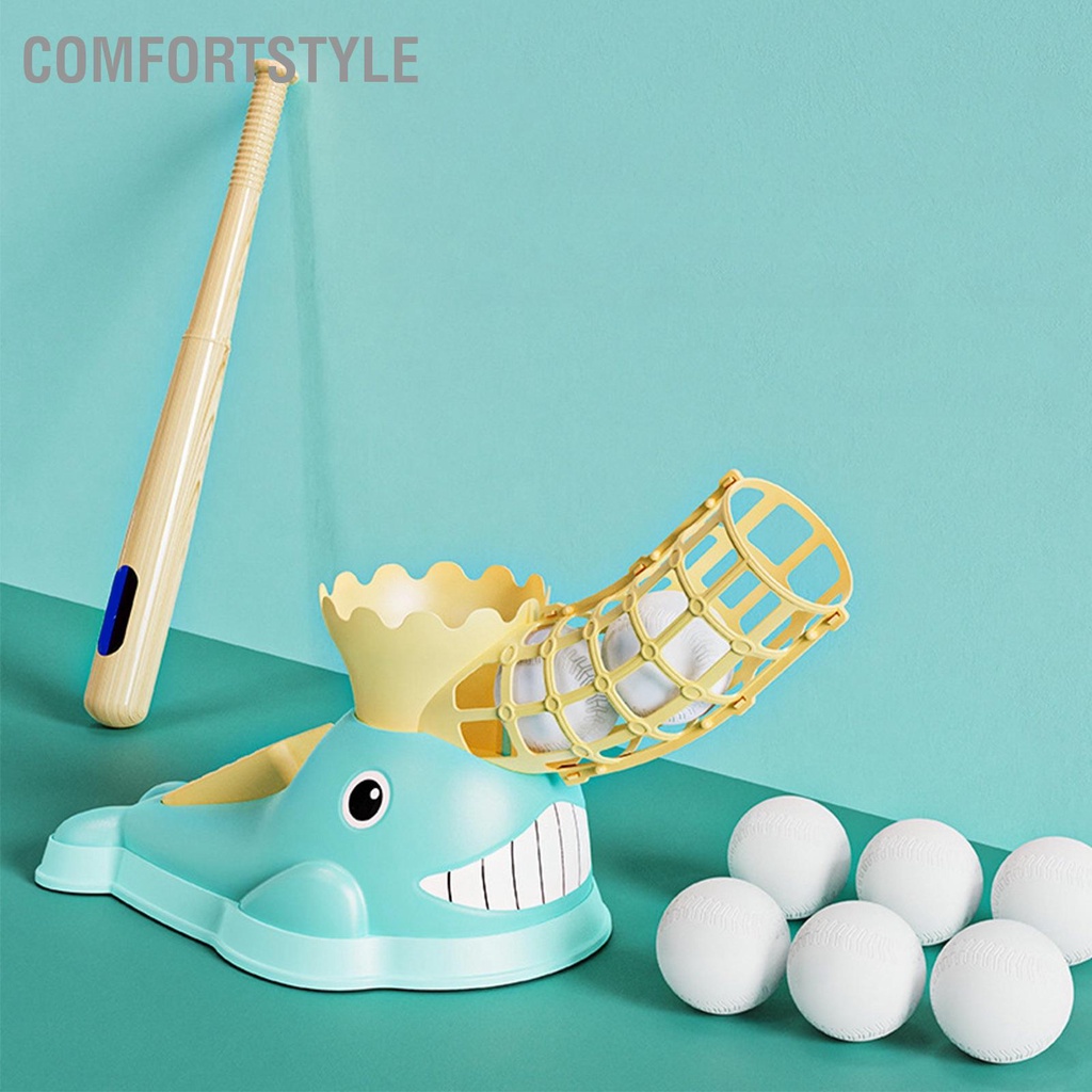 Comfortstyle Bóng Chày Trẻ Em Máy Ném Bằng Chân Tự Động Chơi Bộ Bát 3 Quả