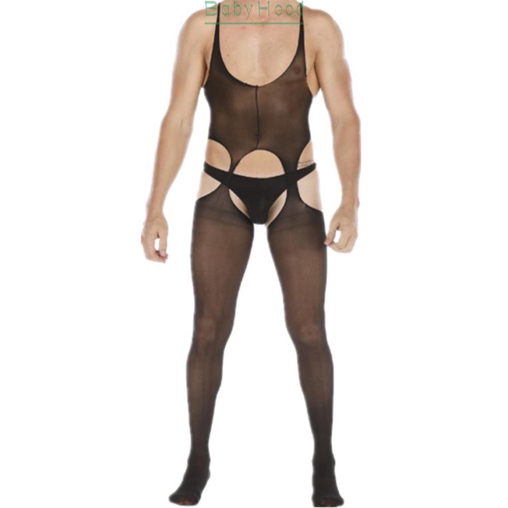 Men Sissy Body Stockings Pantyhose Sheer Mesh Hollow Out Fishnet Tights Pants#BBHOOD
