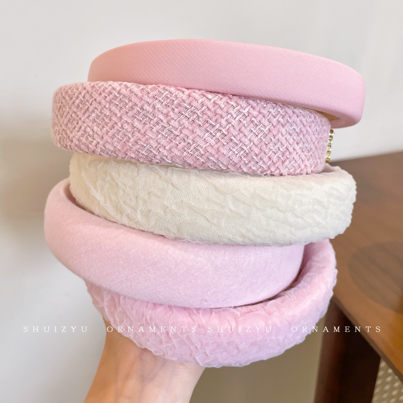 Băng Đô Cài Tóc Bản Rộng Màu Hồng Thời Trang Cho Búp Bê Barbie