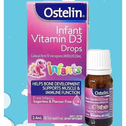 Vitamin D3 400IU Ostelin Infant Kids Drop 2.4ml Cho Trẻ Sơ Sinh, Hỗ Trợ Tăng Sức Khỏe Xương, Tăng Vitamin D3