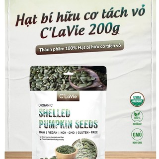 Hạt bí hữu cơ tách vỏ C'lavie 200g tốt cho bầu,tim mạch đường huyết