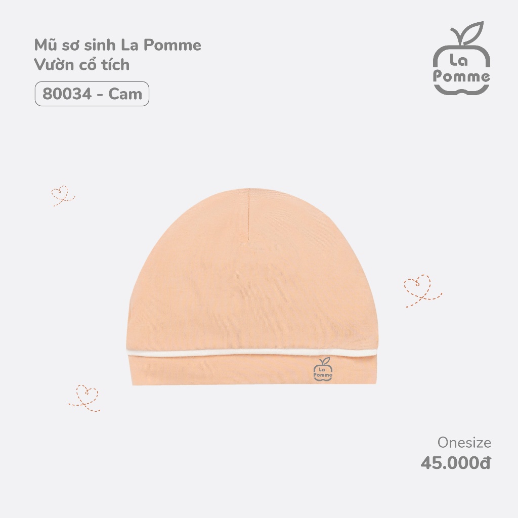 La Pomme - Phụ kiện mũ + đôi bao tay + đôi bao chân + Yếm Lapomme cho bé sơ sinh đủ màu NB FULL