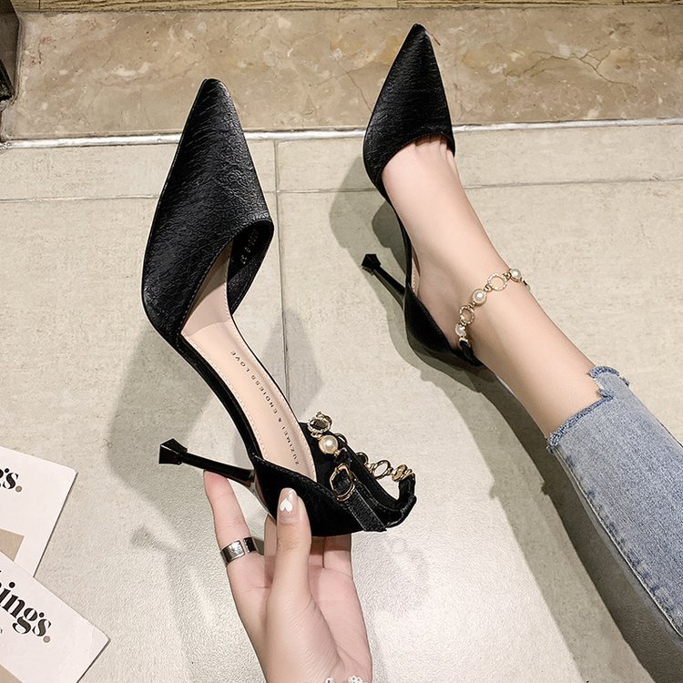 Giày Cao Gót Mũi Nhọn Phối Khóa Cài Thời Trang Mùa Hè 2022 Mới Dành Cho Nữ