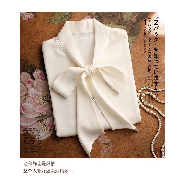 Áo Sơ Mi Chiffon Màu Sắc Trơn Thắt Nơ Xinh Xắn Thời Trang Cho Nữ