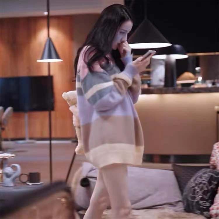 Áo Sweater Dáng Rộng In Hình Gấu Nhỏ Dễ Thương Phong Cách Hàn Quốc Thời Trang Thu Đông Cho Bạn Gái