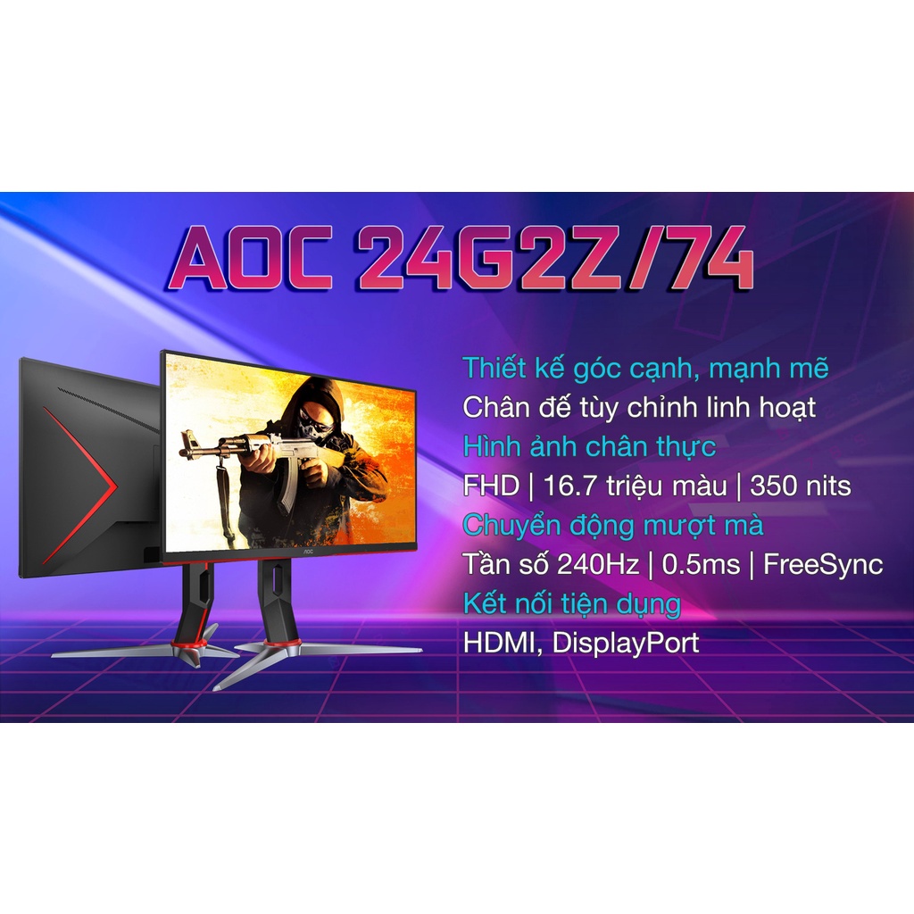 MÀN HÌNH GAMING AOC 24G2Z/74