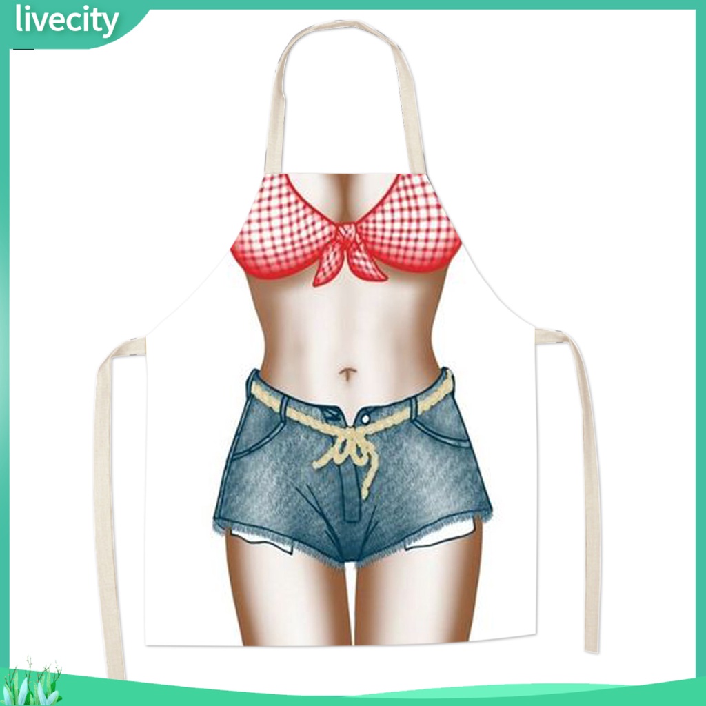 Tạp dề nấu ăn không tay che phủ lớn lanh sexy bikini in đầu bếp yếm dài đồ dùng gia đình