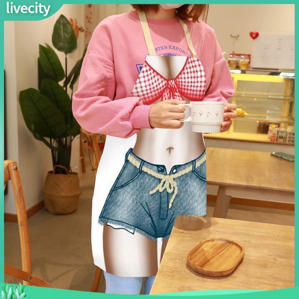 Tạp dề nấu ăn không tay che phủ lớn lanh sexy bikini in đầu bếp yếm dài đồ dùng gia đình