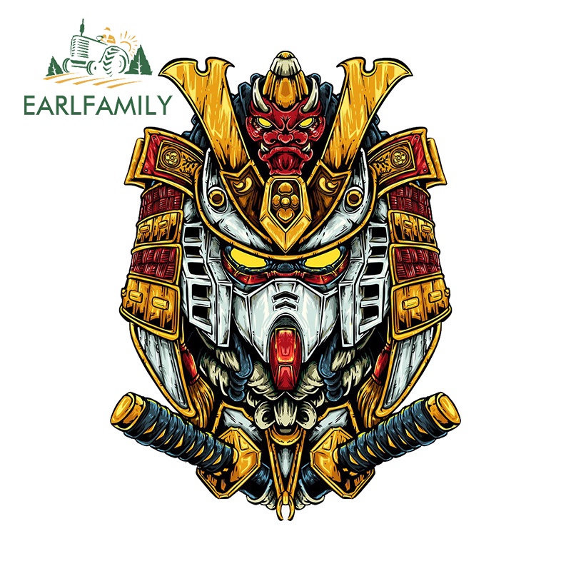 Earlfamily 13cm gundam samurai anime dán xe cá tính decal điều hòa không khí sáng tạo windows trunk lướt ván xe lable