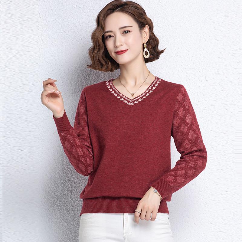 Áo Sweater Dệt Kim Tay Dài Cổ Chữ v Thời Trang Dành Cho Nữ