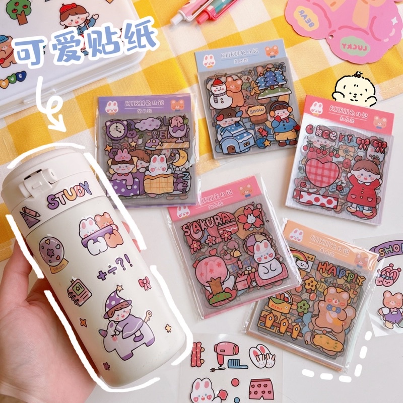 Set 20 tấm Sticker nhiều Hình Dán dễ thương nhãn dán cute trang trí
