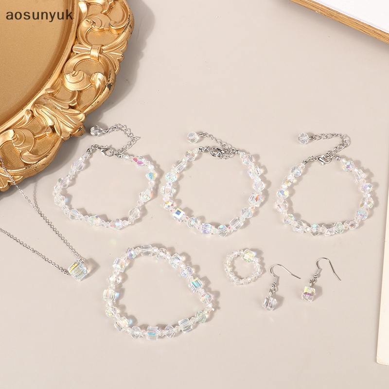 Aosunyuk ab màu cườm vòng tay làm bằng tay vòng tay thời trang pha lê vuông cho phụ nữ trang sức bên có thể điều chỉnh en