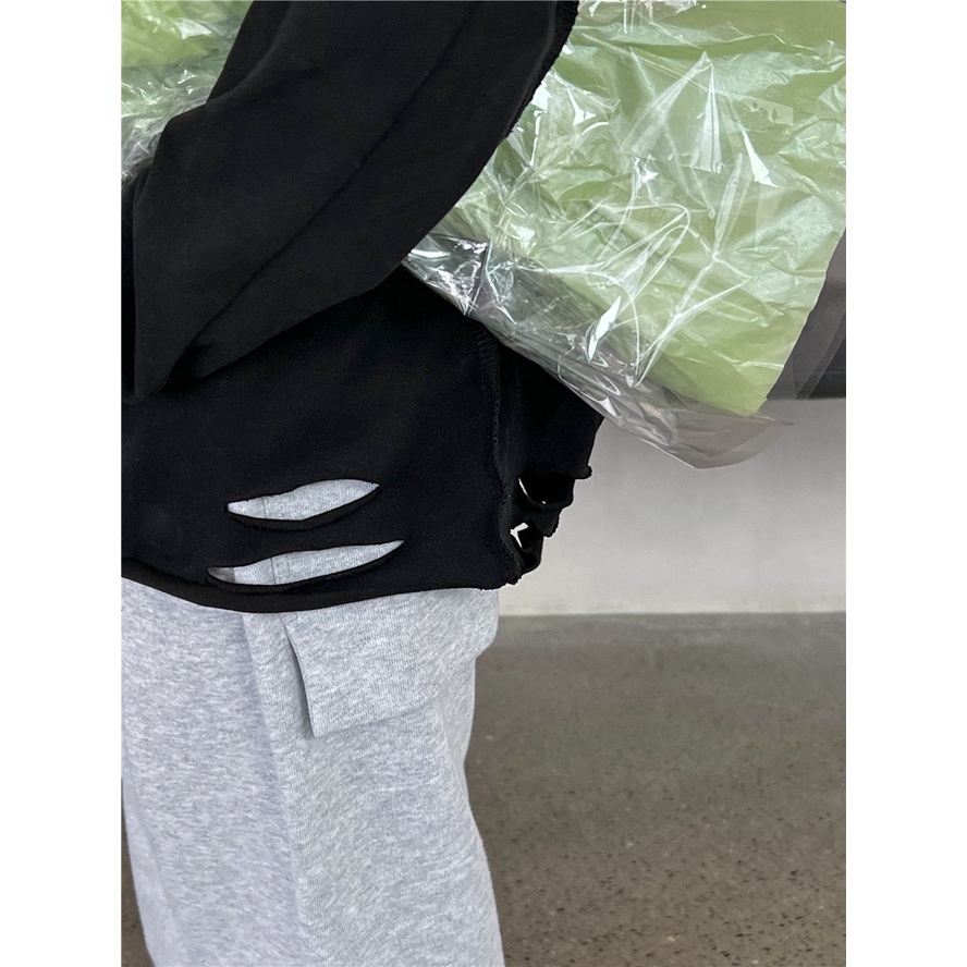 Áo thun bé trai trơn rách gấu AB634 sz 90-160, áo phông cho bé dài tay thời trang Hàn Quốc