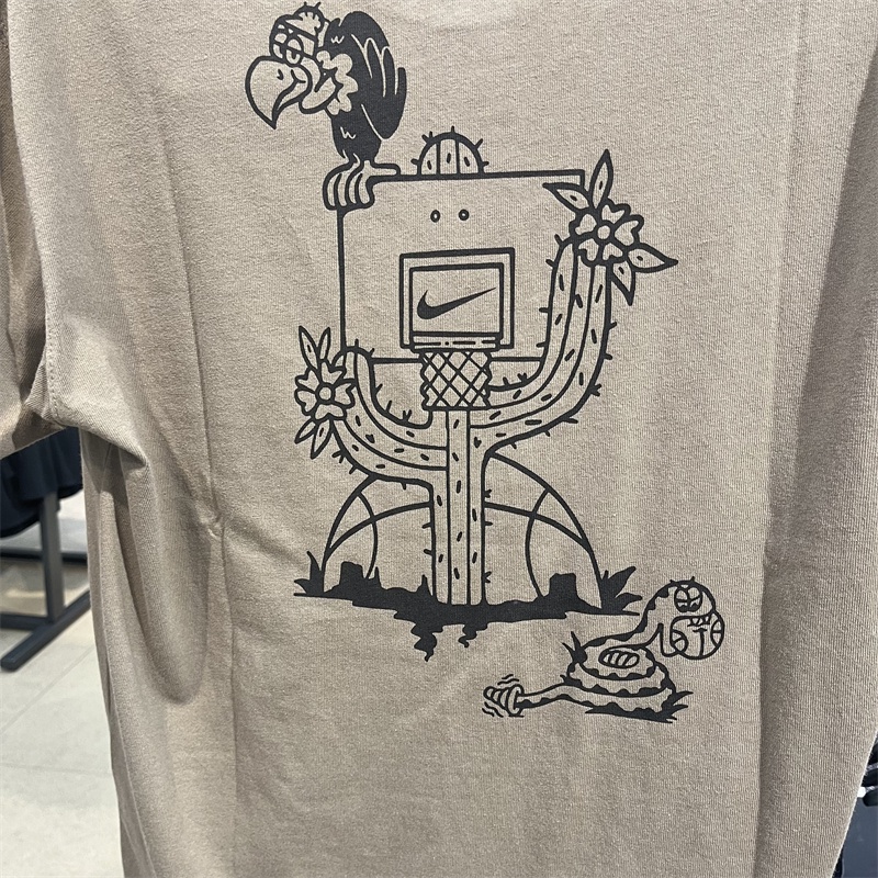Hàng đã sẵn sàng 100% nike cartoon cactus graffiti đích thực in áo ngắn tay nam thể thao giản dị áo thun cổ tròn thoáng khí dr8915-040