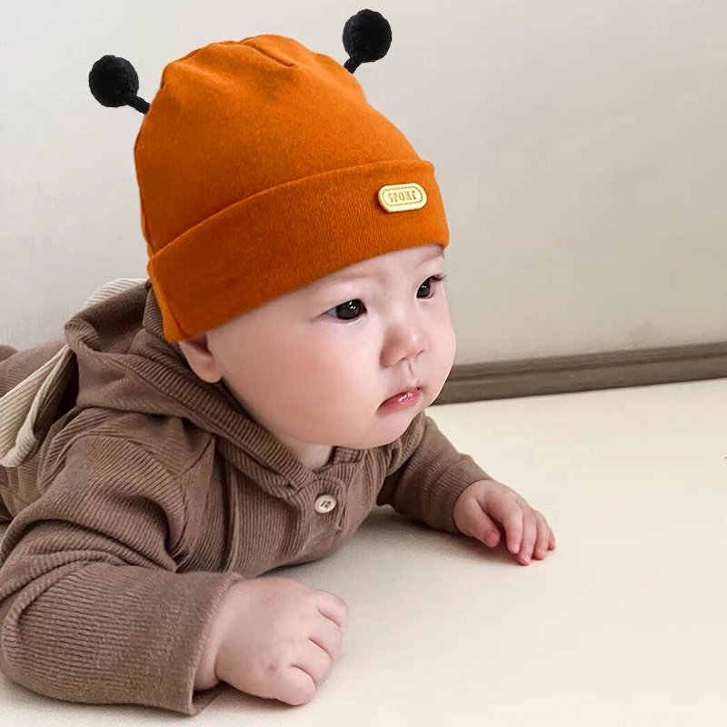 Mũ cotton Mềm Mại Màu Trơn Co Giãn Giữ Ấm Mùa Thu Đông Cho Bé Sơ Sinh