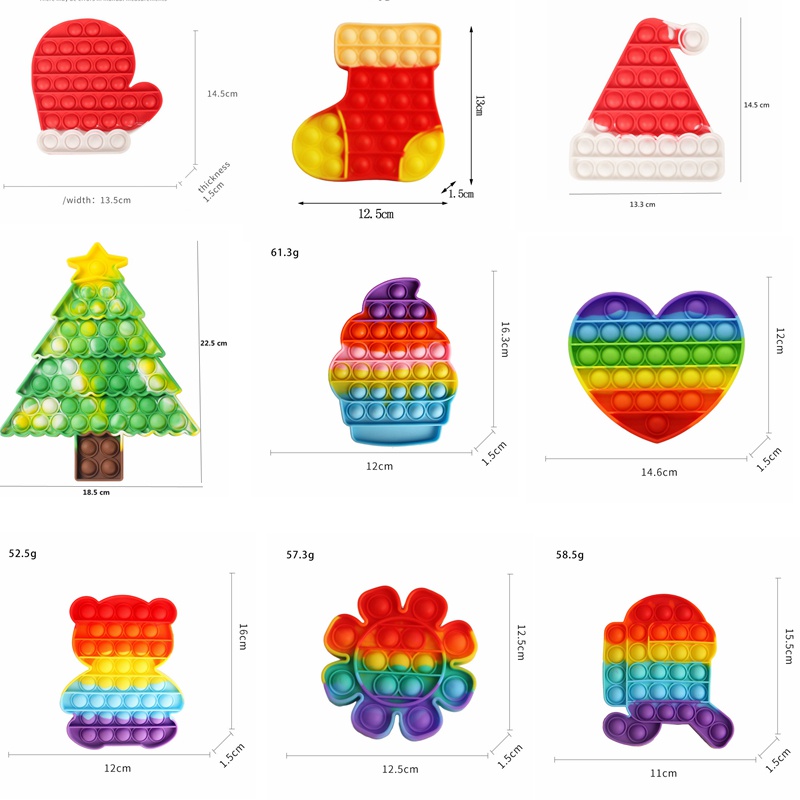 Cartoon pop it fidget toys for kids người lớn động vật đầy màu sắc đẩy bong bóng trò chơi chống căng thẳng giảm căng thẳng quà tặng đồ chơi giác quan