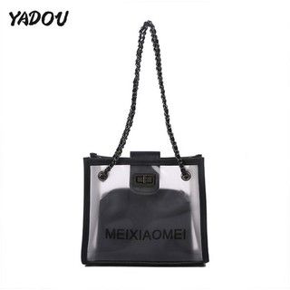 YADOU girls one shoulder crossbody bag ins wind chain trong suốt túi xách mát mẻ ngọt ngào 