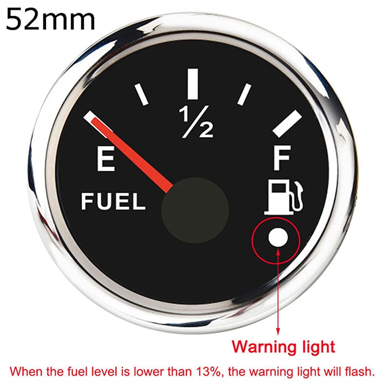 Đồng hồ đo mức nhiên liệu 52mm 0-190ohm có thể chuyển đổi 240-33ohm đồng hồ đo mức dầu nhiên liệu đồng hồ đo ô tô thuyền không thấm nước có báo động