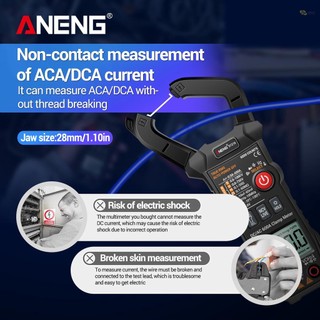 [ready Stock] aneng digital clamp meter ac / dc current clamp true-rms multimeter auto-ranging multi tester with amp volt ohm resistance capacitance continuity diode nhiệt độ tần số