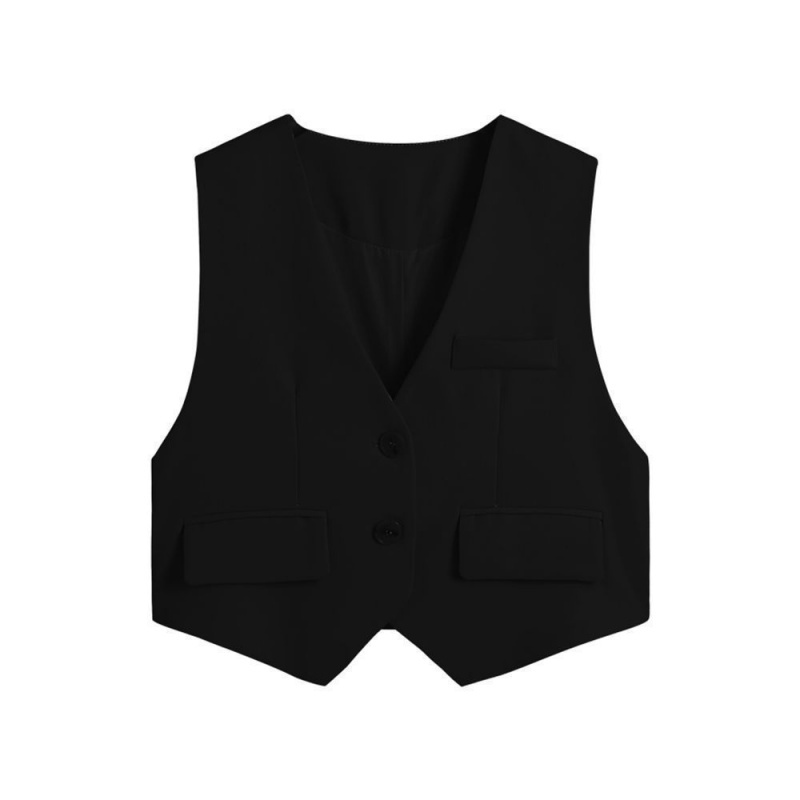 Thiết kế cảm giác thích hợp với màu trắng vest nữ mùa hè mới áo ghi lê vest mỏng màu đen phù hợp với áo ghi lê nhỏ mặc bên ngoài