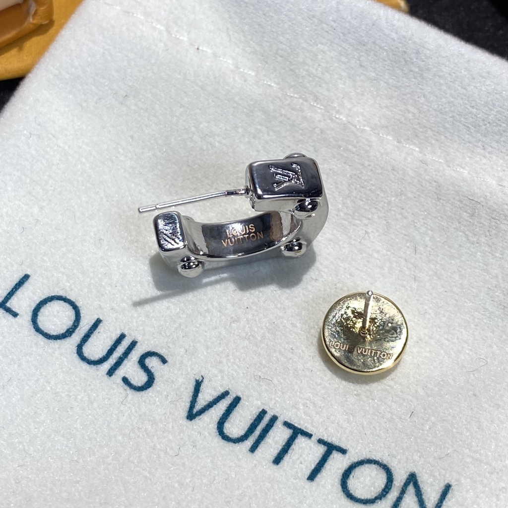 Lv bông tai titan thép chữ logo vòng đeo tai stud bông tai trang sức nữ