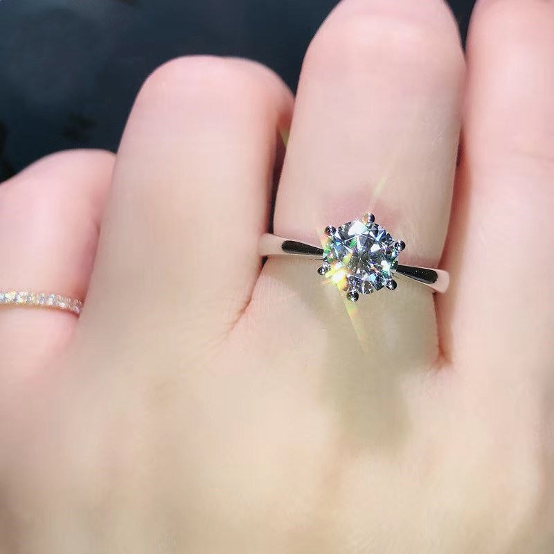 Thời trang nữ trang sức hợp kim cặp đôi mẫu nhẫn kim cương moissanite