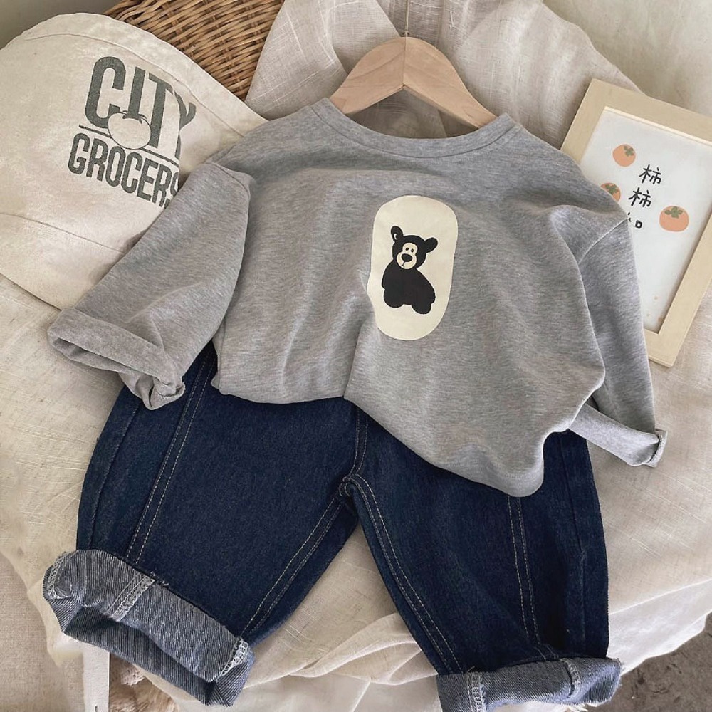 Trẻ em mùa xuân và mùa thu phim hoạt hình mới cổ tròn dài-tay áo t-shirt nam và nữ giản dị áo sơ mi cotton trẻ em