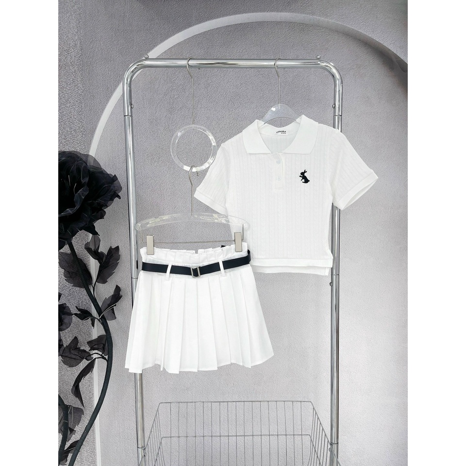 Set chân váy xếp ly sơmi trắng